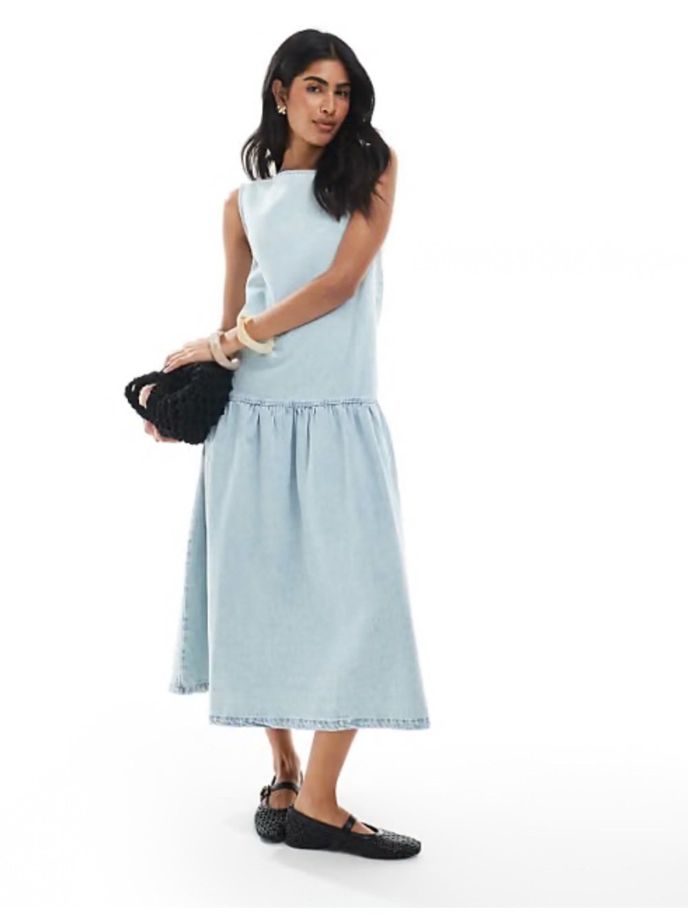 ASOS drop waist denim dress size 16 with low back - Picture 9 of 9